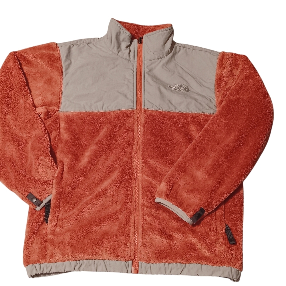 The North Face Denali Fleece Jacket Orange Gray Youth Junior Size L Gorpcore